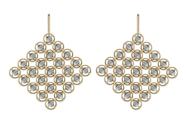 Twist Kaleidoscope Petite Rhombus 5 Diamond Hanging Earrings