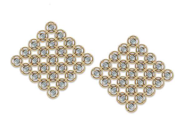Twist Kaleidoscope Petite Rhombus 5 Diamond Earrings