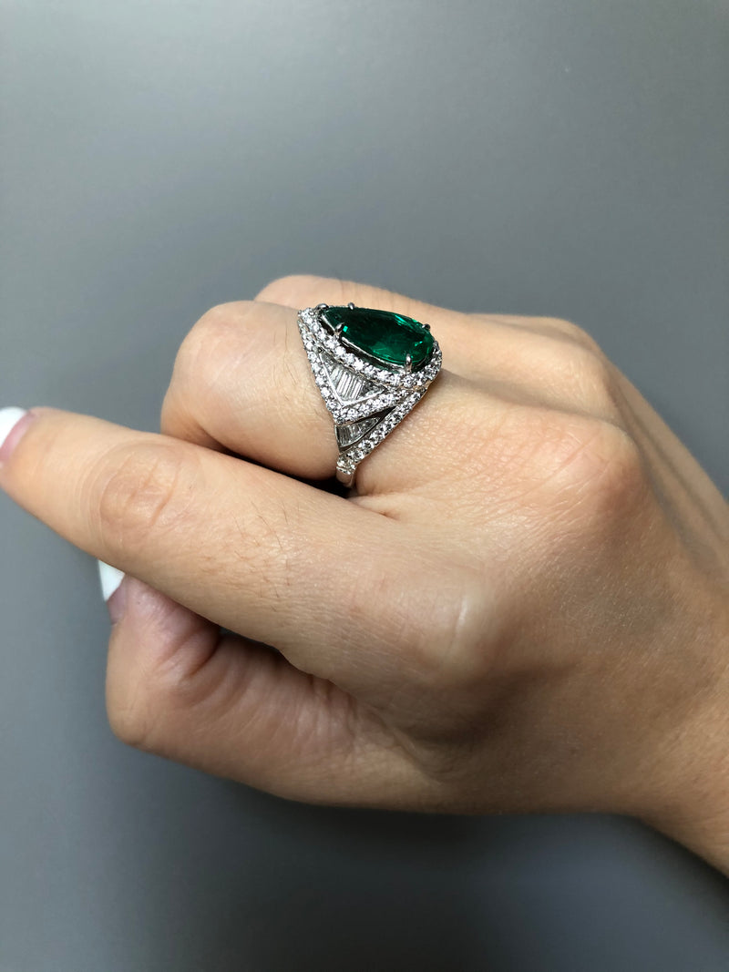 Origami Emerald Diamond Ring