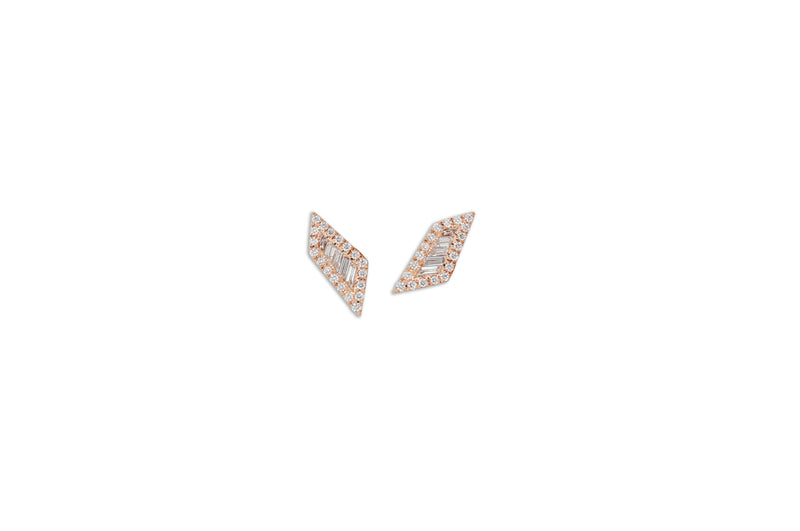 Origami Palm Leaf Diamond Earrings (Small)
