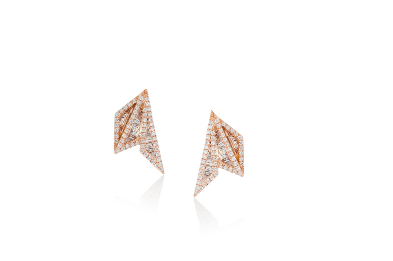 Origami Palm Leaf Diamond Earrings