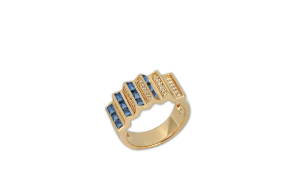 Agamo 1.0 Blue Sapphire Diamond Ring