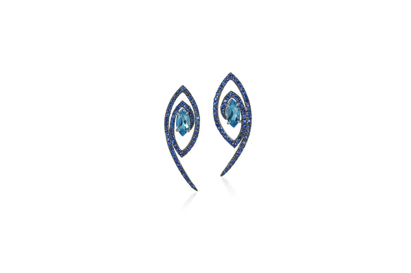 Talisman: The Eye Topaz, Blue Sapphire Earrings