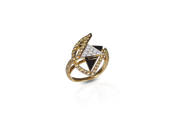 GeoArt TTR Series Sapphire, Onyx & Diamond Ring