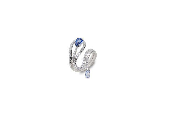 Talay Wave Stack Blue Sapphire and Diamond Ring [as seen on Gabrielle Union]