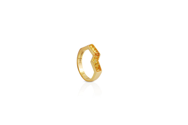 Origami Ziggy Yellow Sapphire Ring in Rose Gold