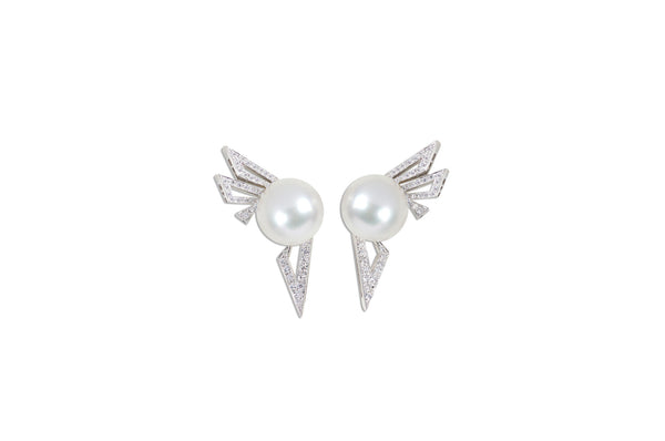 Origami Silhouette Pearl Earrings