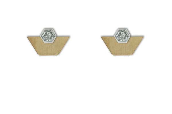 Twist Reflection Hexagon Diamond Double Jacket Earrings