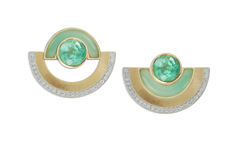 Twist Reflection Emerald Chrysoprase Diamond Double Jacket Earrings