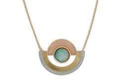 Twist Reflection Opal,Pink Opal Diamond Necklace One-of-kind