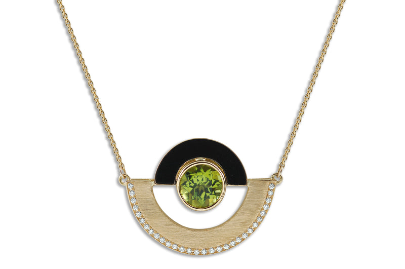 Twist Reflection Peridot Diamond Necklace