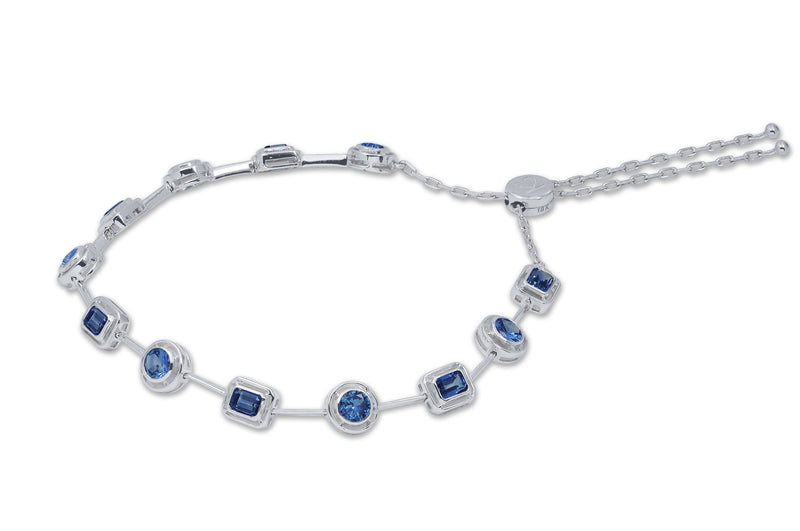 Mingle Emerald & Round Blue Sapphire Tennis Bolo Bracelet