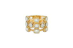 Mingle Pre-Stacked Mixed Emerald-cut and Round Brilliant Diamond Rings