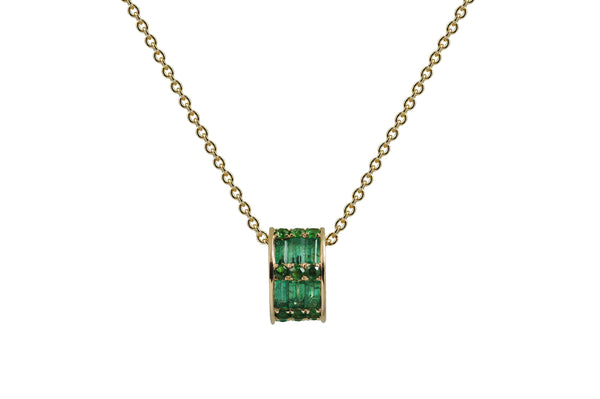 Twist Kaleidoscope Cigar Full Emerald Tsavorite Garnet Pendant