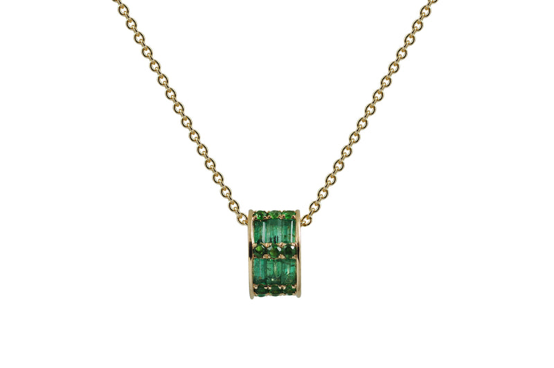 Twist Kaleidoscope Cigar Full Emerald Tsavorite Garnet Pendant