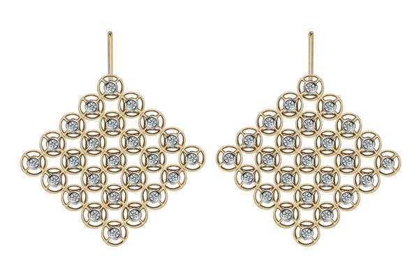 Twist Kaleidoscope Petite Rhombus 5 Diamond Earrings