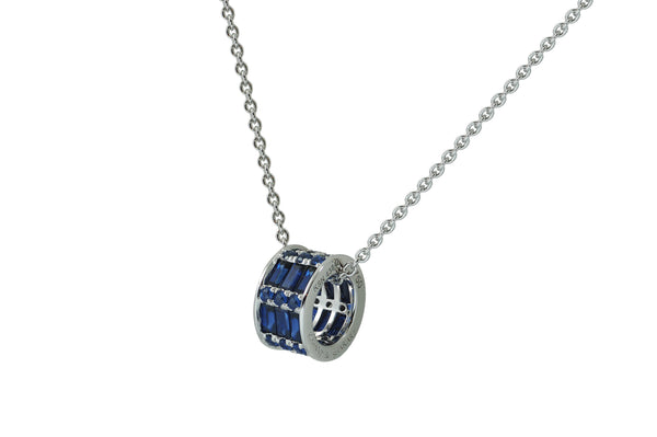 Twist Kaleidoscope Cigar Full Blue Sapphire Pendant Necklace