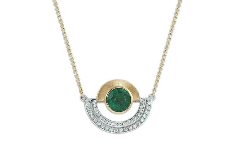 Twist Reflection Emerald Diamond Necklace