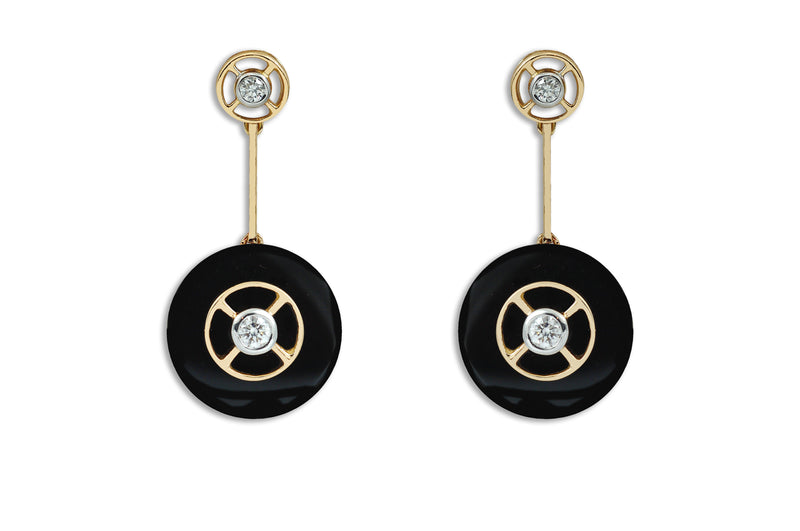 Twist Kaleidoscope Petite 4 Onyx Diamond Earrings