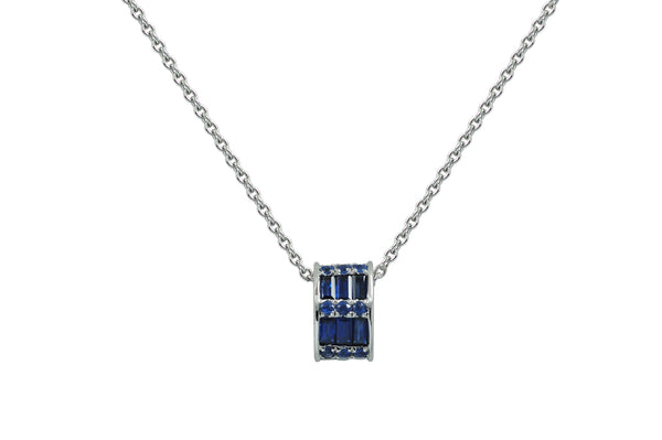Twist Kaleidoscope Cigar Full Blue Sapphire Pendant Necklace