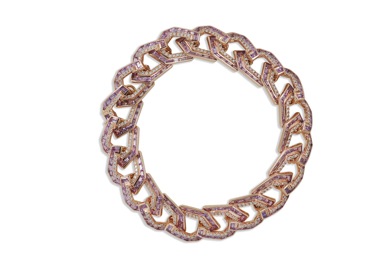 Origami Purple Sapphire & Diamond Link no.5 Bracelet