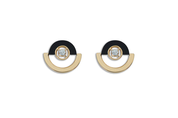 Twist Relfection Petite Onyx Diamond Stud Earrings