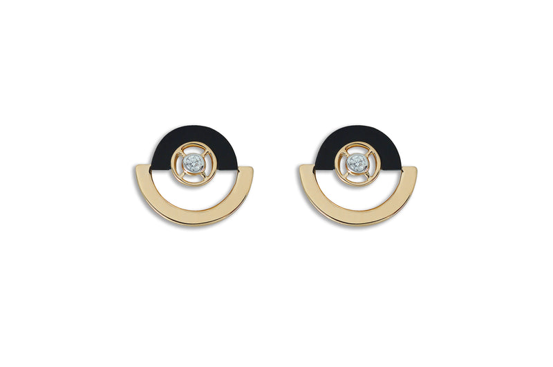 Twist Relfection Petite Onyx Diamond Stud Earrings
