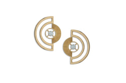 Twist Reflection Brushed Gold Diamond Stud Jacket Earrings