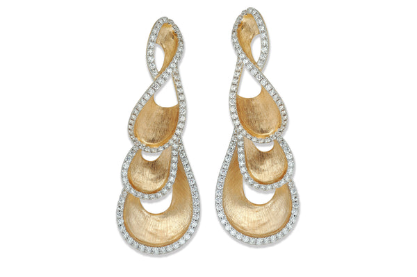 Talay Trio Droplet Diamond Earrings (Grande) in Brushed Gold
