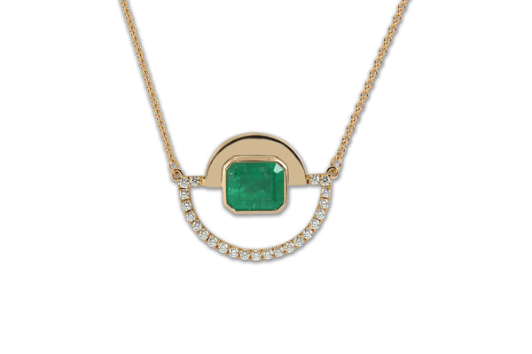 Twist Reflection Emerald cut Emerald Diamond Necklace
