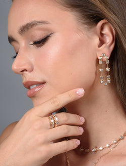 Mingle Bypass Emerald-cut , Round Brilliant Diamond Ring