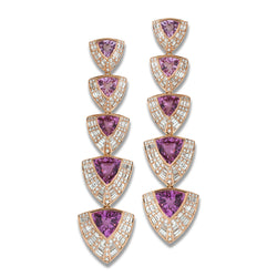 Twist Trillion Pink Sapphire Diamond Earrings
