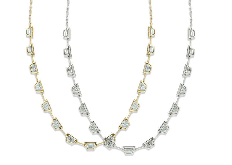Mingle Trapeze 15 Diamond Necklace 18K White Gold