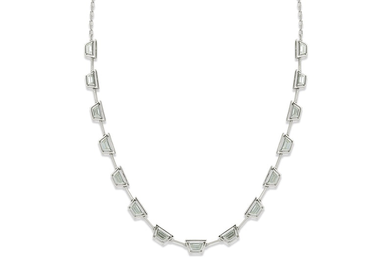 Mingle Trapeze 15 Diamond Necklace 18K White Gold