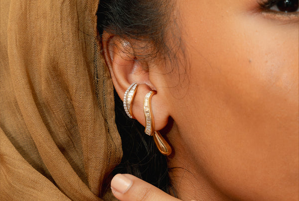 Talay Droplet 2in1 Scattered Diamond Jacket Earrings