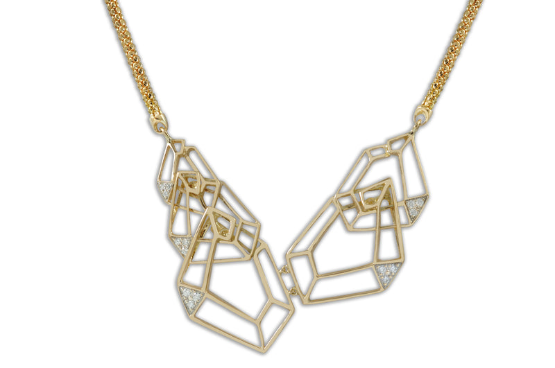 Origami Skeleton 5 Link no.5 Diamond Necklace