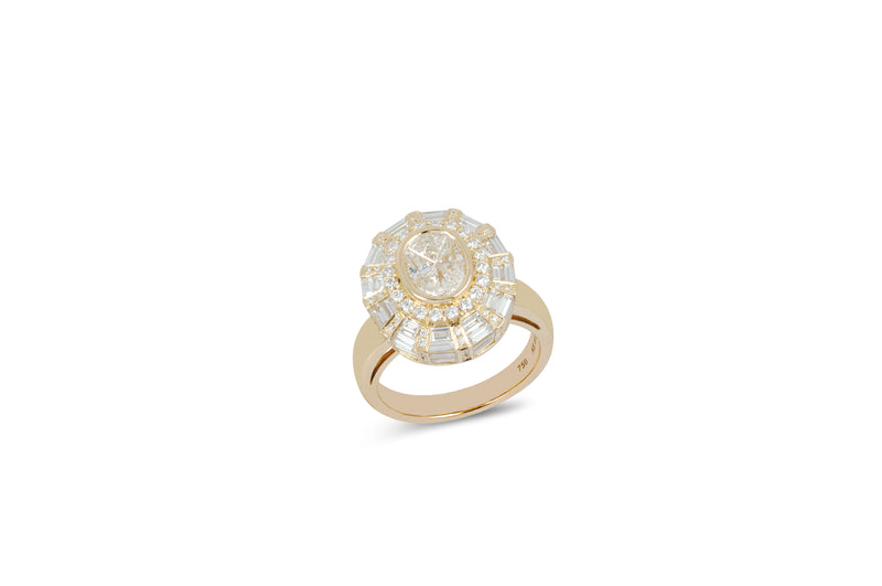 The Classic Twist  Oval Diamond Ring set in Yellow Gold