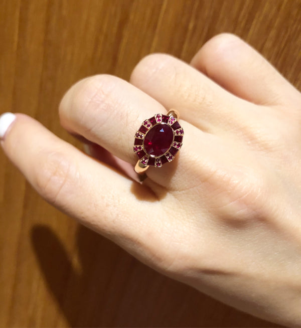 Classic 75 Oval Ruby Ring set in Rose Gold