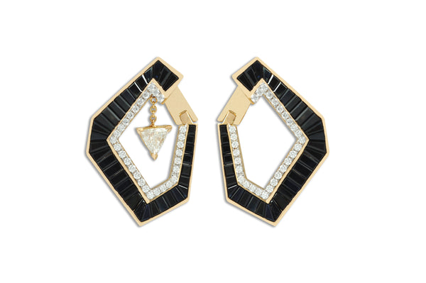 Origami Link no.5 One-of-a-Kind Sapphire & Diamond Earrings (Grande)