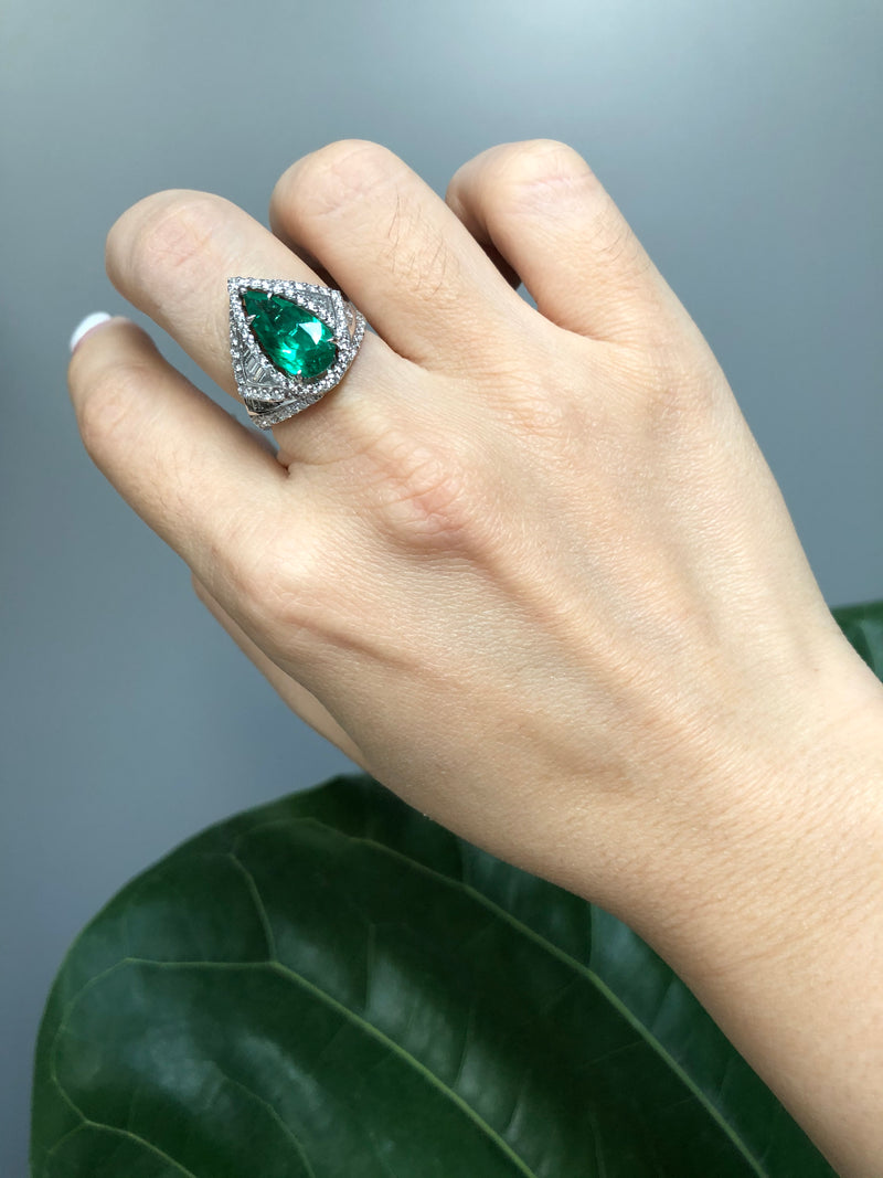 Origami Emerald Diamond Ring