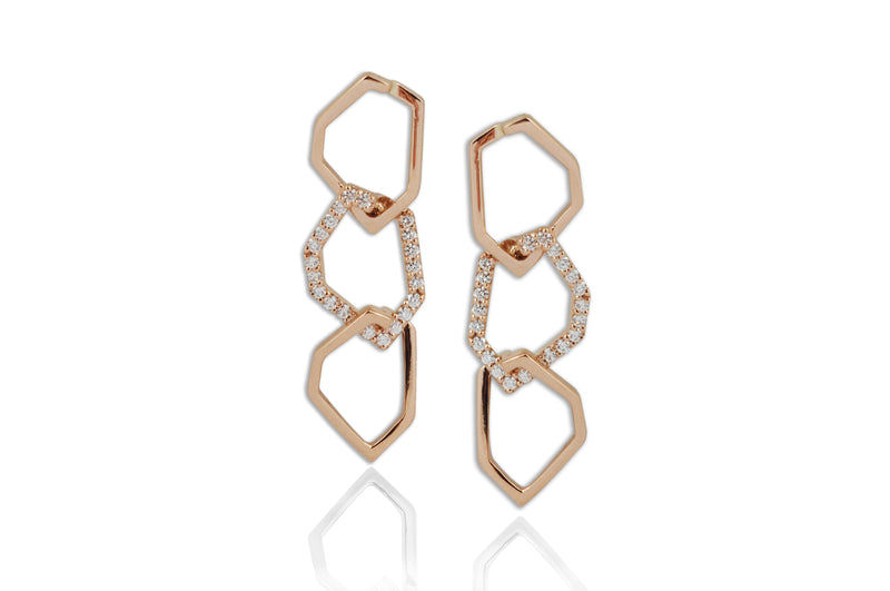 Origami Skinny Link no.5  Diamond Earrings