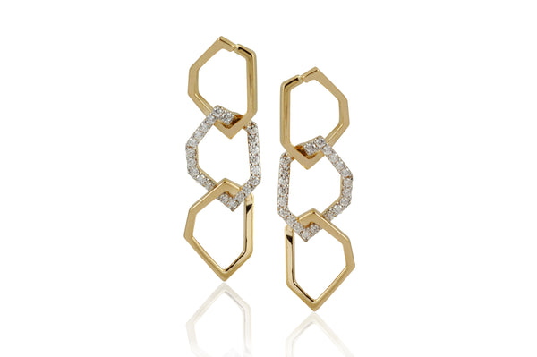 Origami Skinny Link no.5  Diamond Earrings