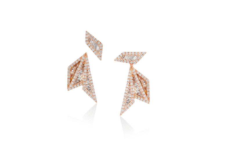 Origami Palm Leaf Diamond Earrings (Small)