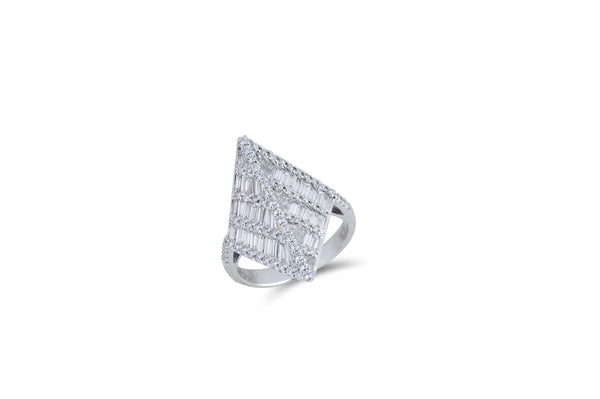 Origami Rhombus Diamond Ring in White Gold