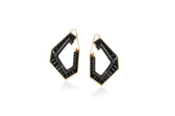Origami Link no.5 Black Sapphire & Diamond Earrings (Medium)