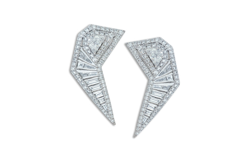 Origami Diamond Earrings in White Gold