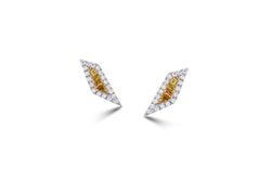 Origami Palm Leaf Yellow Sapphire Diamond Stud Earrings