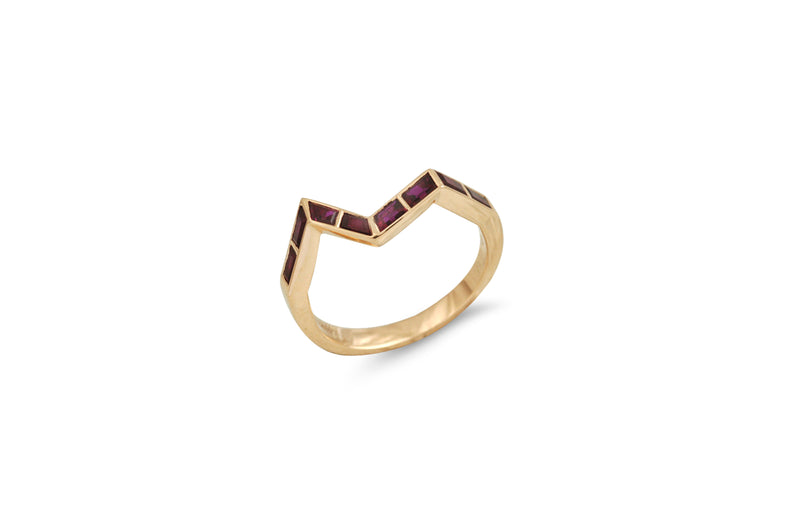 Origami Ziggy Step Ring in Ruby