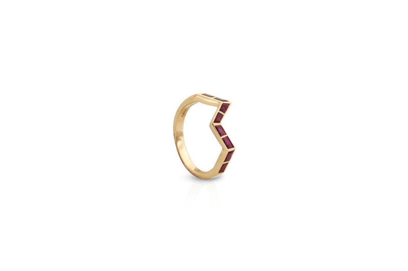 Origami Ziggy Step Ring in Ruby