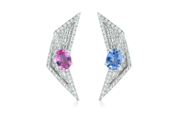 Origami Sapphire & Diamond Earrings